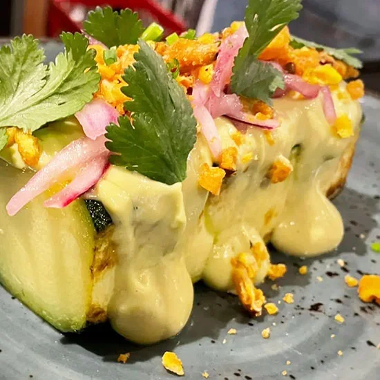 Calabacín asado Postas